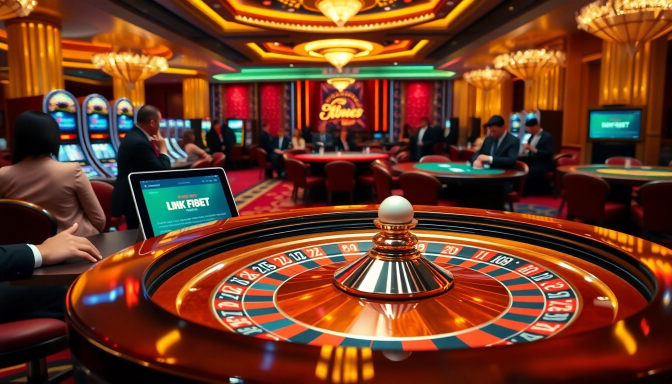 Experience thrilling casino moments as players engage with ‘Link F8BET’ at an exciting roulette table.