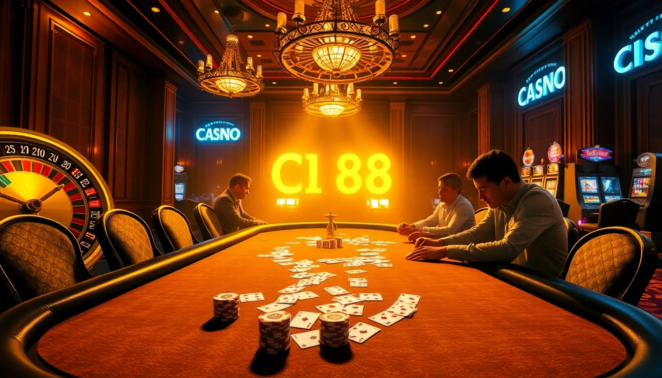 C168 welcomes players to an exciting poker game with vibrant chips and cards in action.